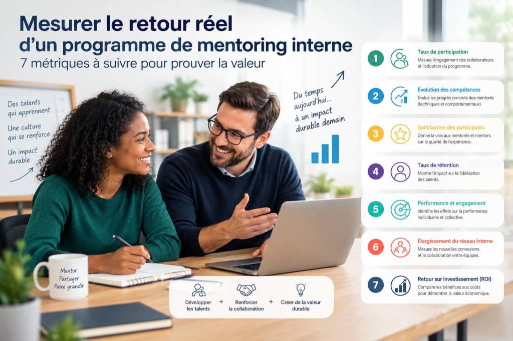 Mesurer le retour réel d'un programme de mentoring interne: 7 métriques à suivre pour prouver la valeur